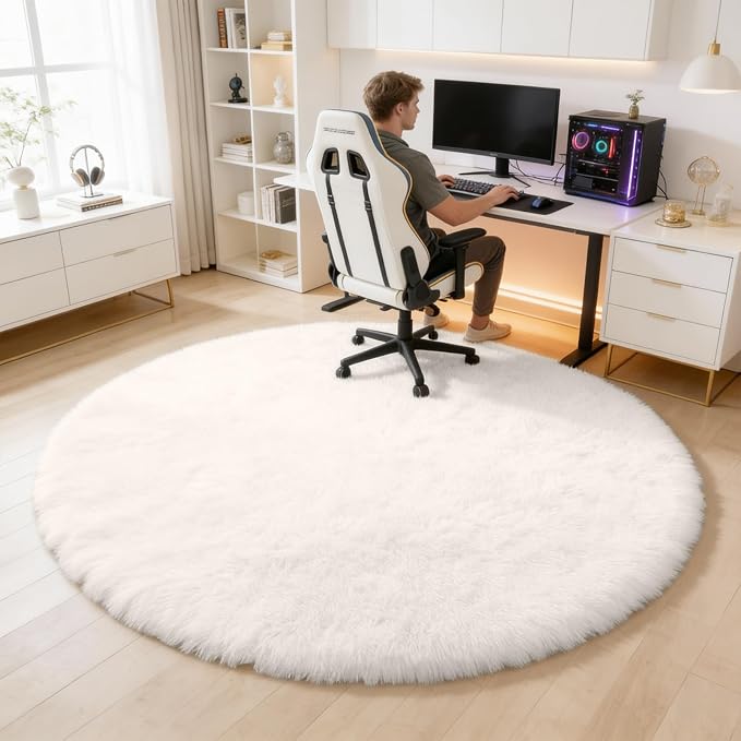 OLANLY Ivory Round Rugs for Bedroom - Image 8