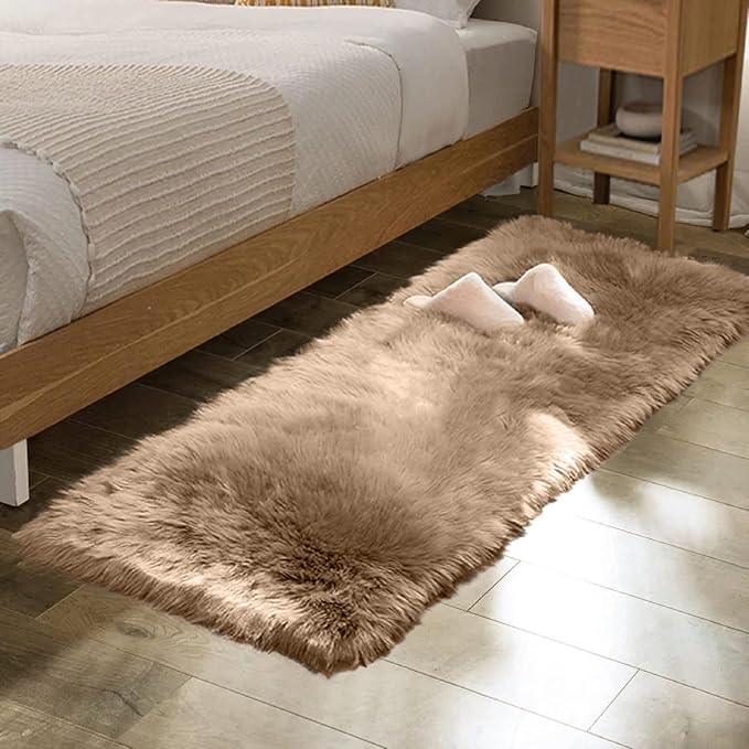 ORINOVA Beige Faux Fuzzy Area Rugs by ORINOVA