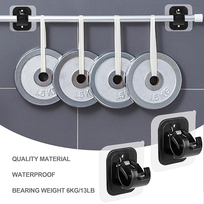 Codoule 2PCS No Drill Curtain Rod Brackets Drilling Self Adhesive Holder Hooks - Image 3