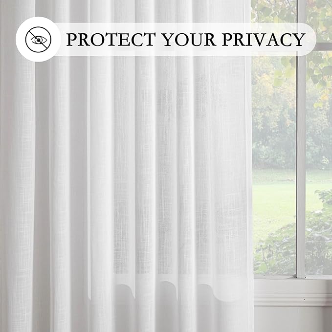 MYSKY HOME Semi Sheer White Curtains 36 Inches Long - Image 7