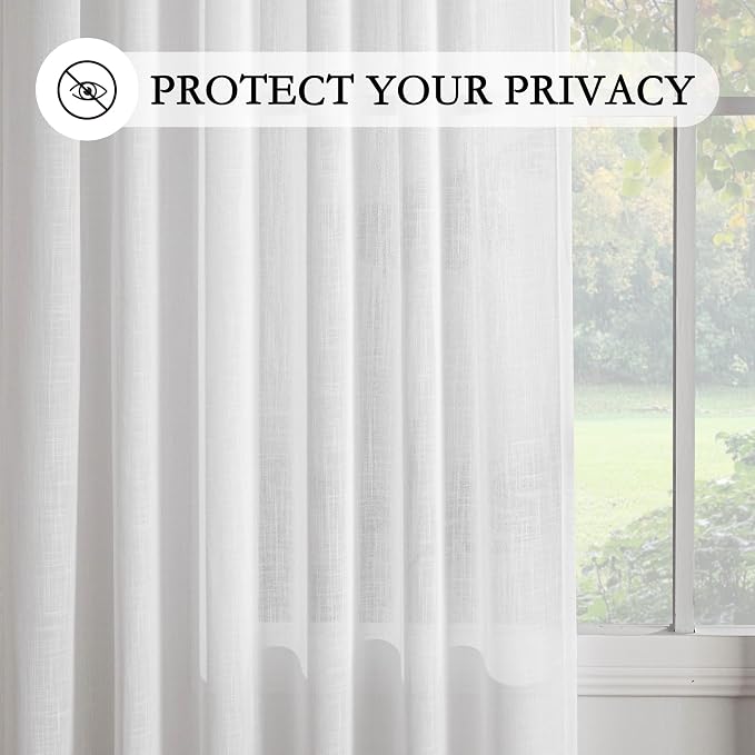 MYSKY HOME 108 Inches Long White Sheer Window Drapes 2 Panel Sets - Image 6