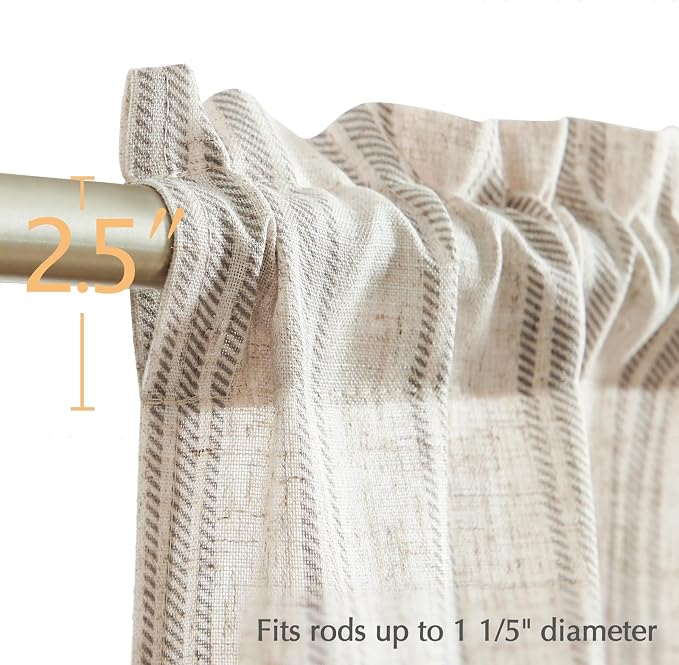 jinchan Striped Valance Farmhouse Window Treatment Linen Textured Drapes - Image 7