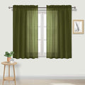 DWCN Olive Green Sheer Curtains Semi Transparent Voile Rod Pocket Curtains by DWCN