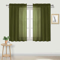 DWCN Olive Green Sheer Curtains Semi Transparent Voile Rod Pocket Curtains by DWCN