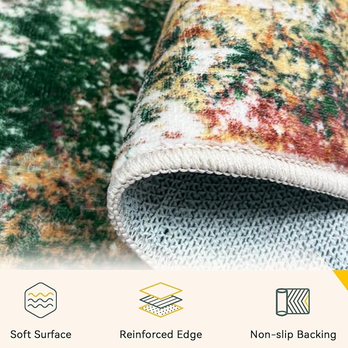Washable Area Rugs Square 8ft Non-Slip Modern Abstract Soft - Image 2
