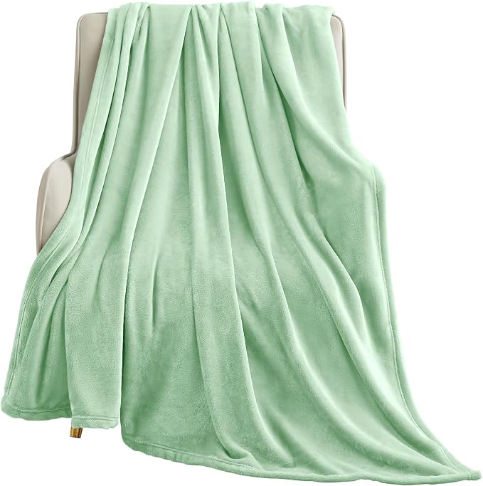 KMUSET Sage Green Fleece Blanket by COZYBLANKETHappyHomeLife