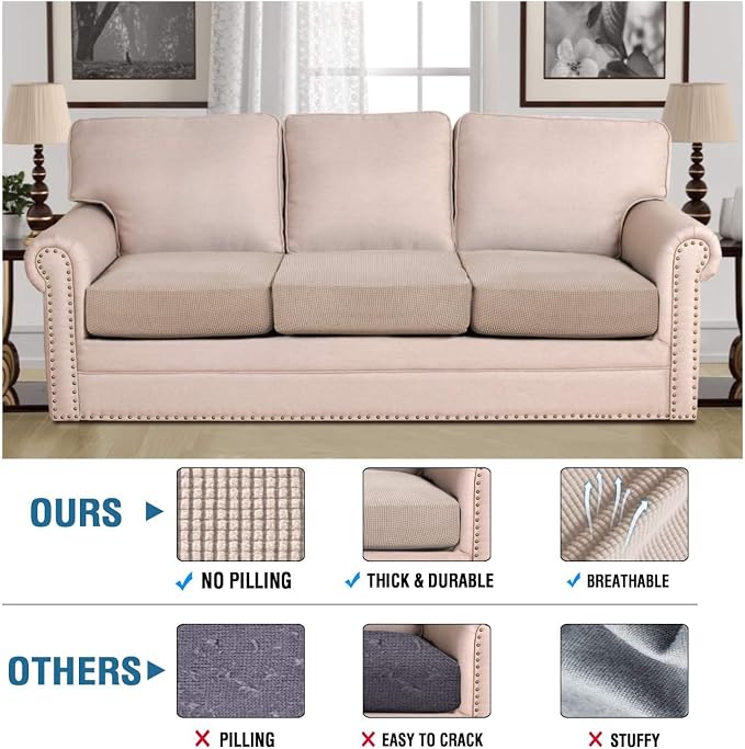 H.VERSAILTEX Super Stretch Individual Seat Cushion/Couch Slipcover Sets Thick - Image 2