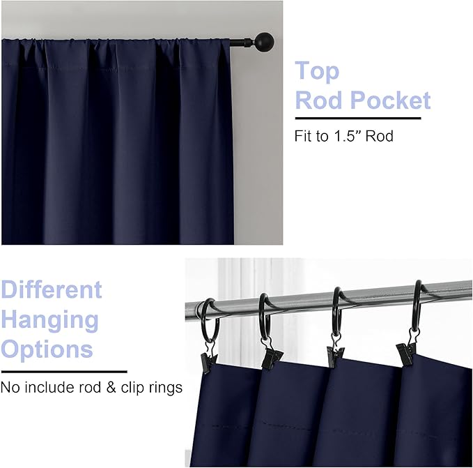 Simplebrand Ava Navy Blue Blackout Curtains - Image 4