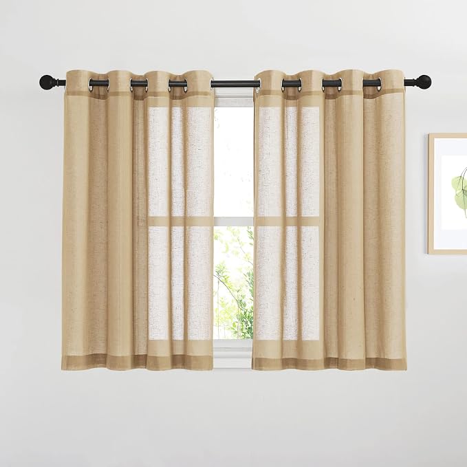 NICETOWN Linen Curtains 45 inch Length by NICETOWN