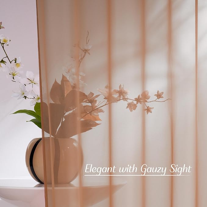NICETOWN Terracotta Sheer Curtains, Grommet Voile Sheer Window Treatments Airy - Image 3