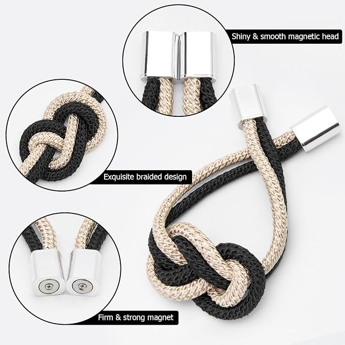 NICEEC 2 Pack Mini Magnetic Curtain Tiebacks Nordic Simple Style Drape Tie - Image 3