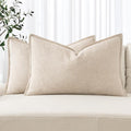MIULEE Decorative Linen Lumbar Pillow Covers 12x20 Inch Natural Beige | Boho by MIULEE