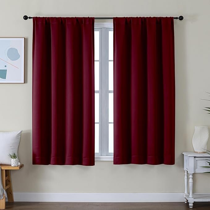 Simplebrand Ava Burgundy Short Blackout Curtains by Simplebrand