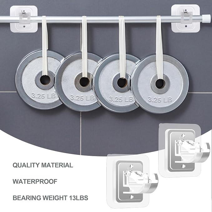 10PCS Curtain Rods No Drilling, Bracket No Drill Curtain Rod Brackets Self - Image 5
