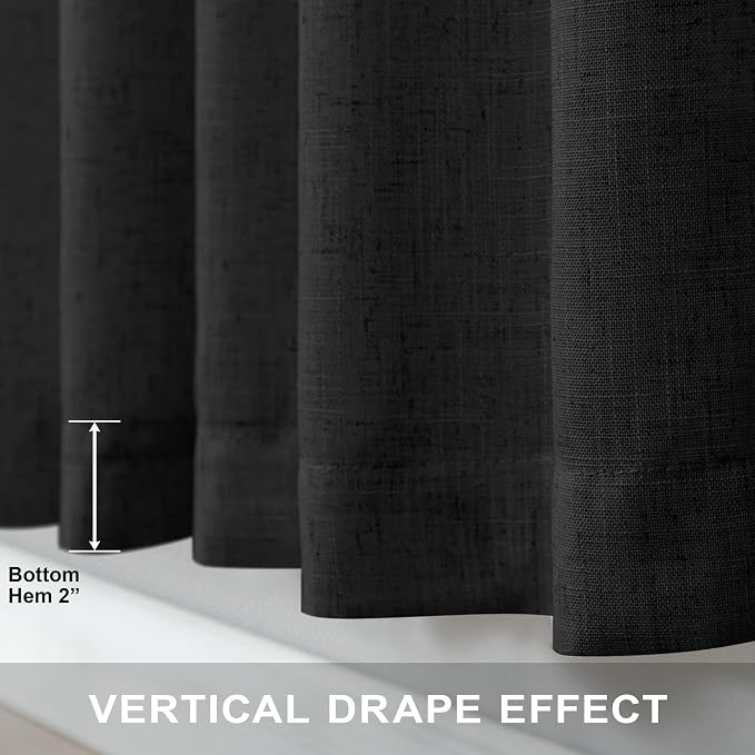 Pitalk Black Linen Curtains 90 Inches Long - Image 5