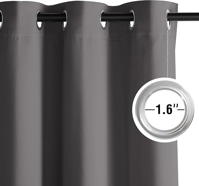 NICETOWN Blackout Curtains Grommet 2 Panels Grey Drapes 95Inches Long - Image 2
