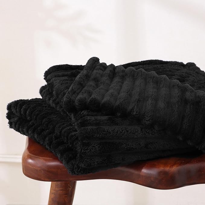 Black Fleece Throw Blanket 90”×90” - Image 3