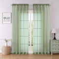 Lecloud Sage Green Sheer Curtains 84 Inches Long 2 Panels Set, Solid Airy Voile by Lecloud