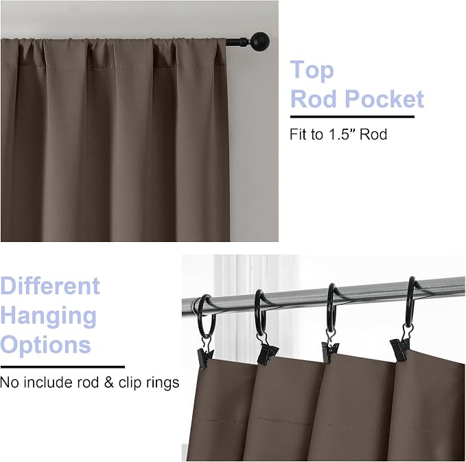 Simplebrand Ava Brown Short Blackout Curtains - Image 3