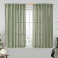 LAMIT Sage Green Linen Curtains 54 Inch Length 2 Panels, Light Filtering Panels by LAMIT