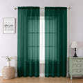 Lecloud Hunter Green Sheer Curtains 84 Inches Long 2 Panels Set, Rod Pocket by Lecloud