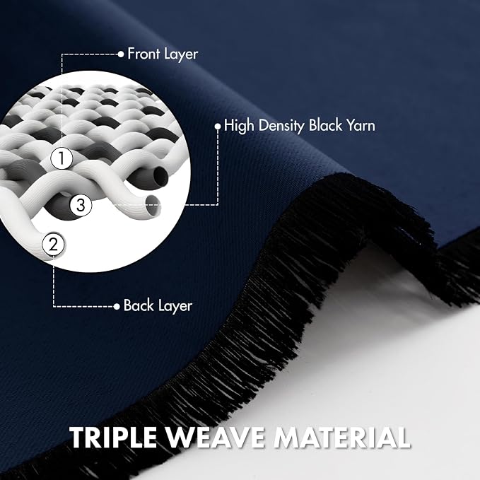 MIULEE Set of 4 Navy Blue 45 Inch Short Blackout Kitchen Window Curtains | - Image 3