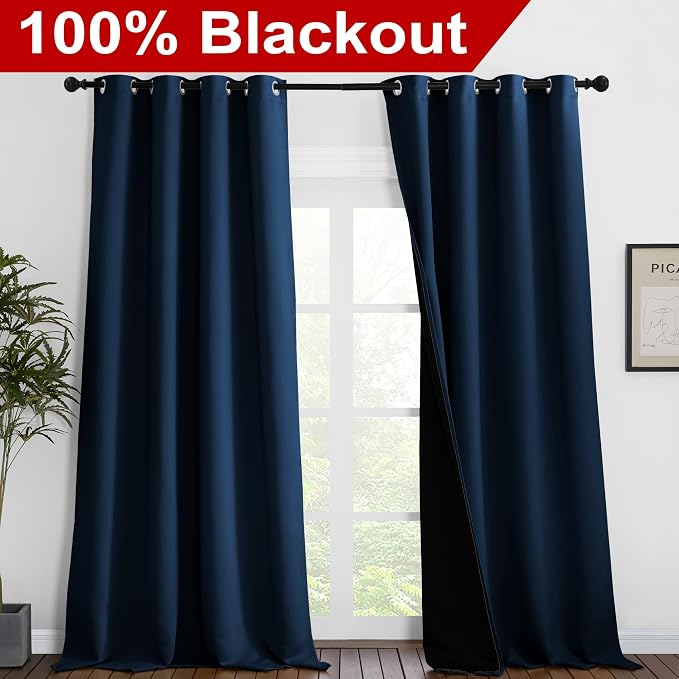 NICETOWN 100% Blackout Blinds, 52 inches x 120 inches, Laundry Room Decor - Image 2