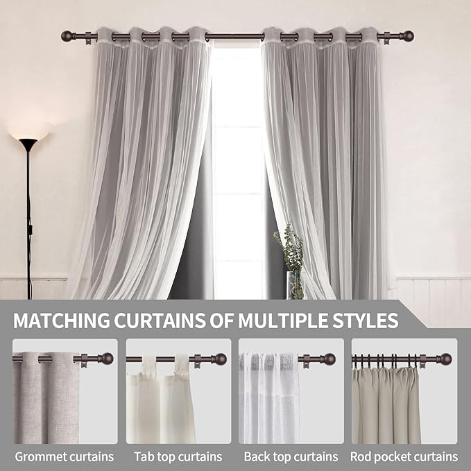 Thestoa Brown Curtain Rods for Windows 30-46 Inch, 5/8" Stainless Steel Small - Image 6