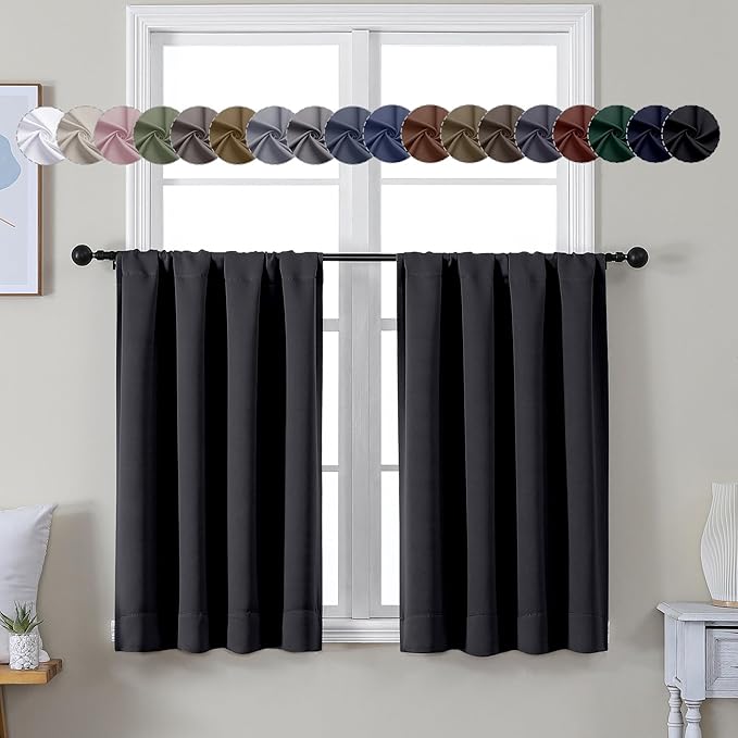 Simplebrand Ava Halloween Black Short 36 Inches Blackout Curtain 2 Panels Set by Simplebrand