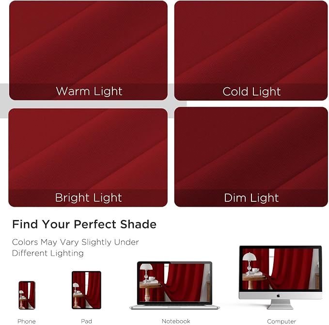 CUCRAF Red Blackout Curtains 96 inch Length 2 Panels Set, Rod Pocket Room - Image 4