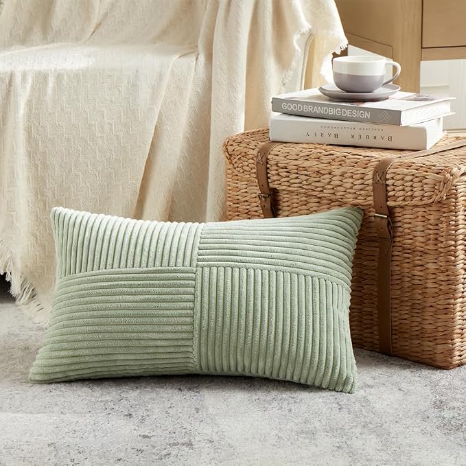 Fancy Homi 2 Packs Sage Green Lumbar Decorative Throw Pillow Covers 16x26 Inch - Image 2