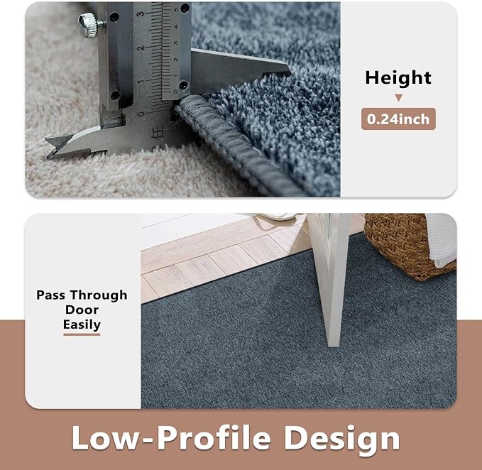 FinRèc 4x6 Washable Area Rugs for Bedroom Living Room, Low Pile Thin Rug Solid - Image 6
