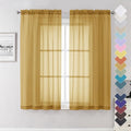 Lecloud Gold Sheer Curtains 63 Inch Length 2 Panels, Airy Light Filtering Voile by Lecloud