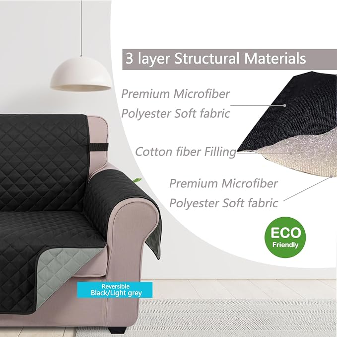 U-NICE HOME Reversible Oversized Chair Covers Quilted Water Repellent Pet - Image 5
