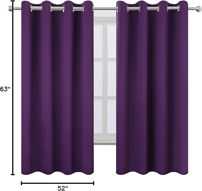 LEMOMO Blackout Curtains 52 x 63 inch/Purple Curtains Set of 2 Panels/Thermal - Image 10