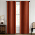 MIULEE Fall 100% Blackout Linen Curtains 42 x 63 Inch Burnt Orange 2 Panels | by MIULEE