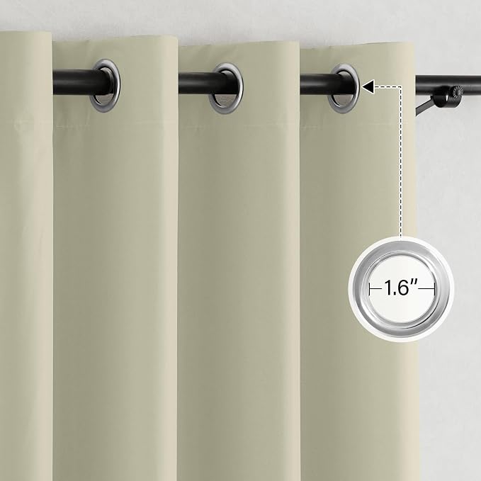 NICETOWN 100% Blackout Muted Beige Curtains 84 inches Long, Grommet Energy - Image 2