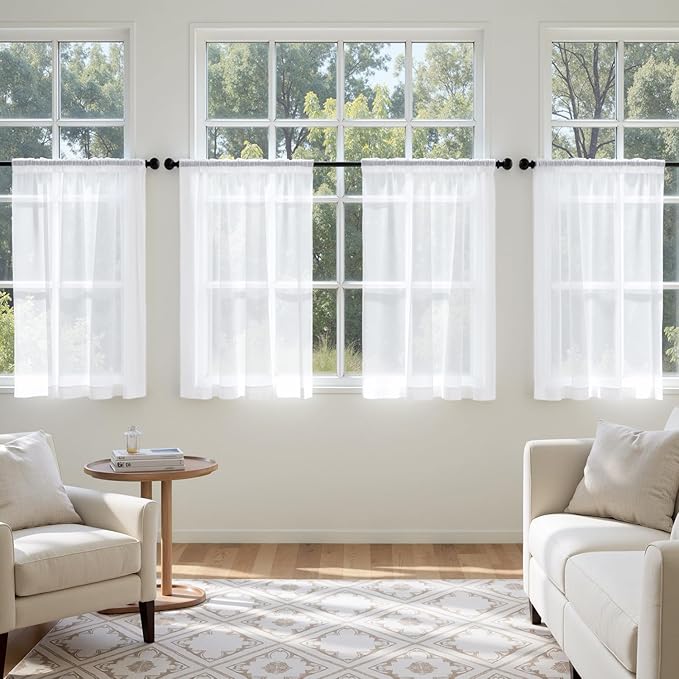 MIULEE White Curtains 24 Inch Length - Image 2