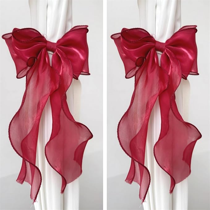 2 Pack French Silky Bow Curtain Tiebacks, Elegant Lace Ribbon by Unknown