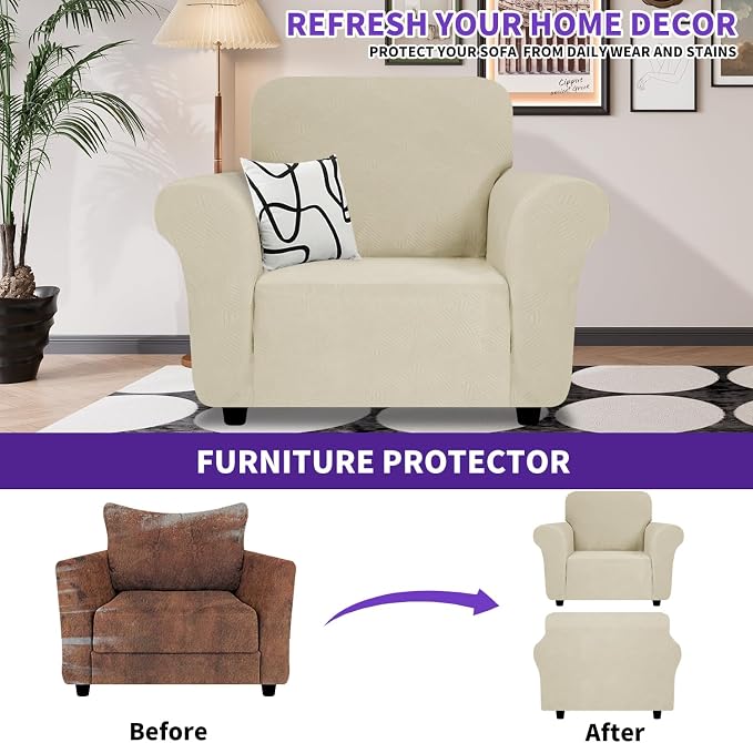 ZNSAYOTX Super Stretch Chair Slipcover, New Striped Sofa Chair Covers - Image 2