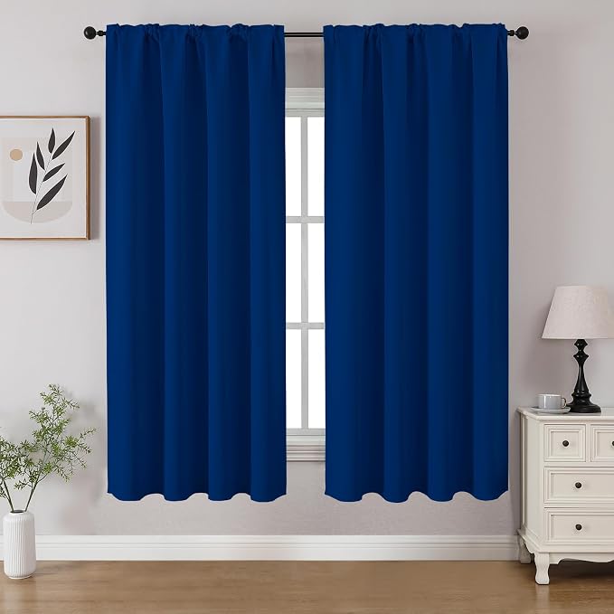 CUCRAF Royal Blue Blackout Curtains 54 inch Length 2 Panels Set, Rod Pocket by CUCRAF
