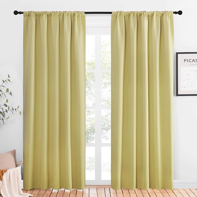 NICETOWN Window Curtains Blackout Drapes, Paler Yellow, 1 Pair, 52 by 84-Inch by NICETOWN