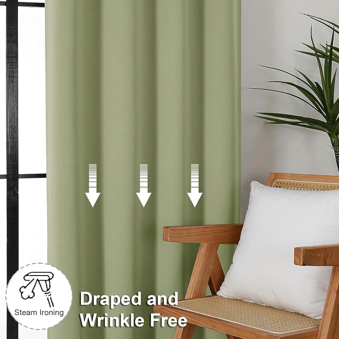 Simplebrand Ava Sage Green Extra Long 10ft Room Daekening Curtains - Image 7