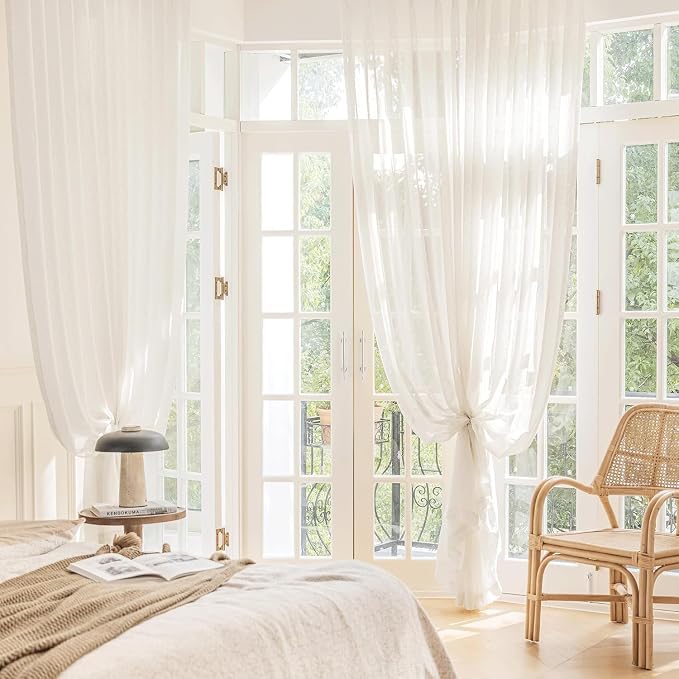 FMFUNCTEX Linen Sheer Curtains for Bedroom, Natural Flax Blend Window Draperies - Image 9
