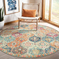 Lahome Moroccan Washable Round Area Rug, Round Rug 5ft Soft Non-Slip, by Lahome