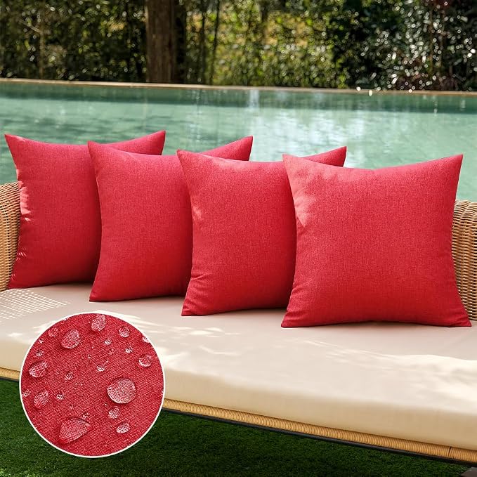MIULEE Pack of 4 Decorative Solid Waterproof Throw Pillow Covers Linen Garden by MIULEE