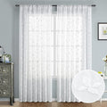 HOMEIDEAS White Sheer Curtains 52 X 84 Inches Length 2 Panels Embroidered Vine by HOMEIDEAS