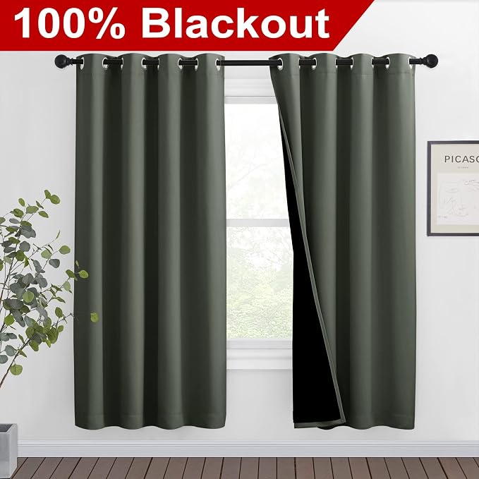 NICETOWN 100% Blackout Window Curtain Panels, Full Light Blocking Drapes - Image 2
