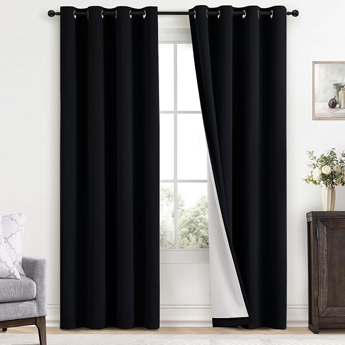 Yakamok 100% Blackout Curtains Black Room Darkening Thermal Insulated Window by Yakamok