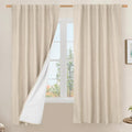 100% Blackout Linen Curtains 63 Inches 2 Panels by LAMIT
